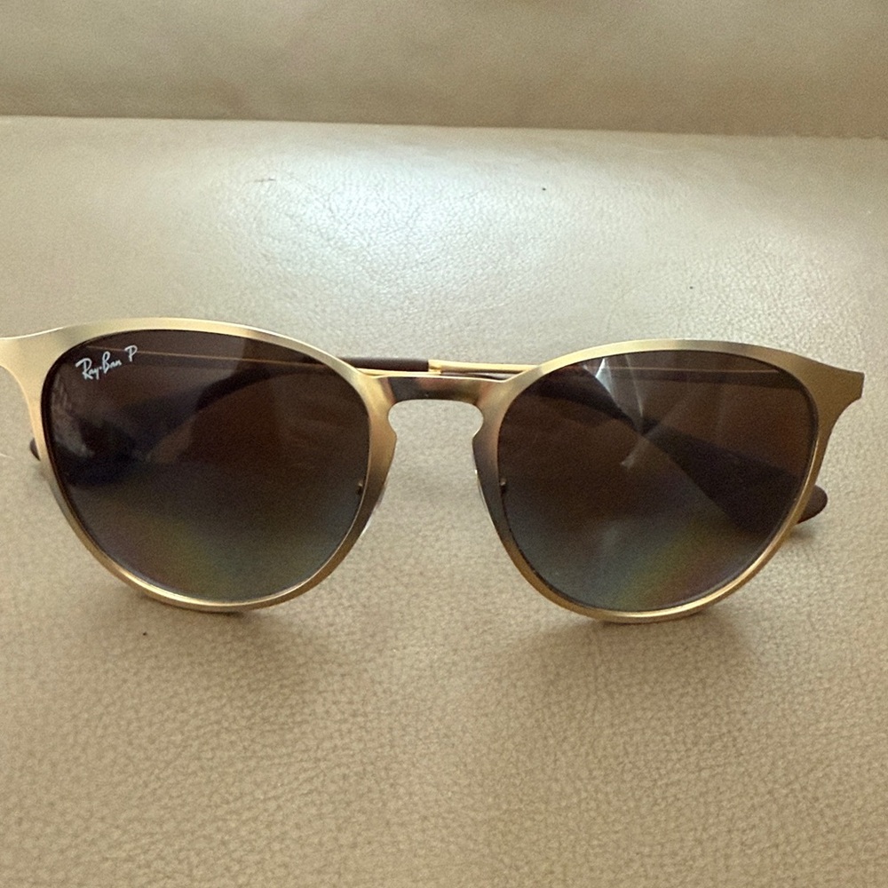 Ray-Ban Polarized Erika Metal Round 3539 Gold Sunglasses